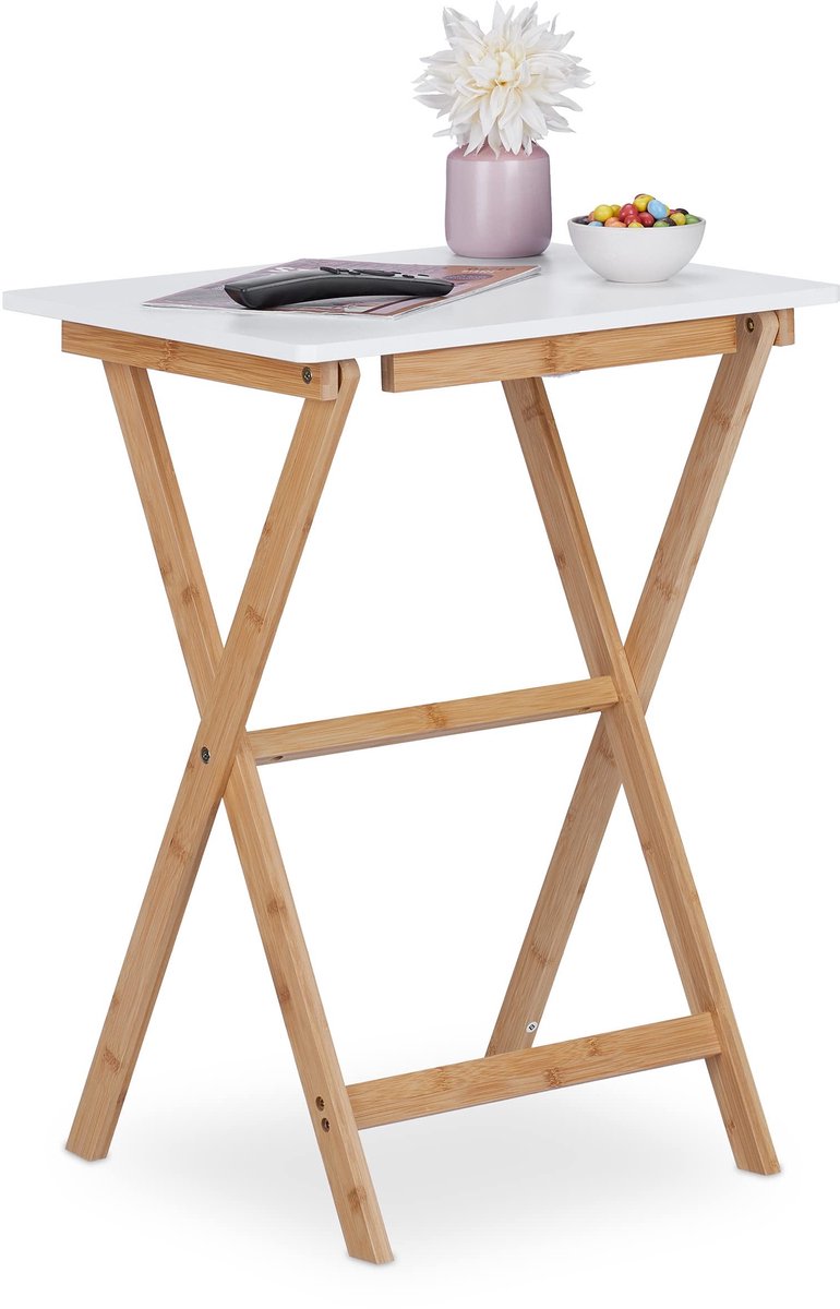 Omgoods - Vouwbare Bamboe Bijzettafel voor Buitengebruik en Binnengebruik
