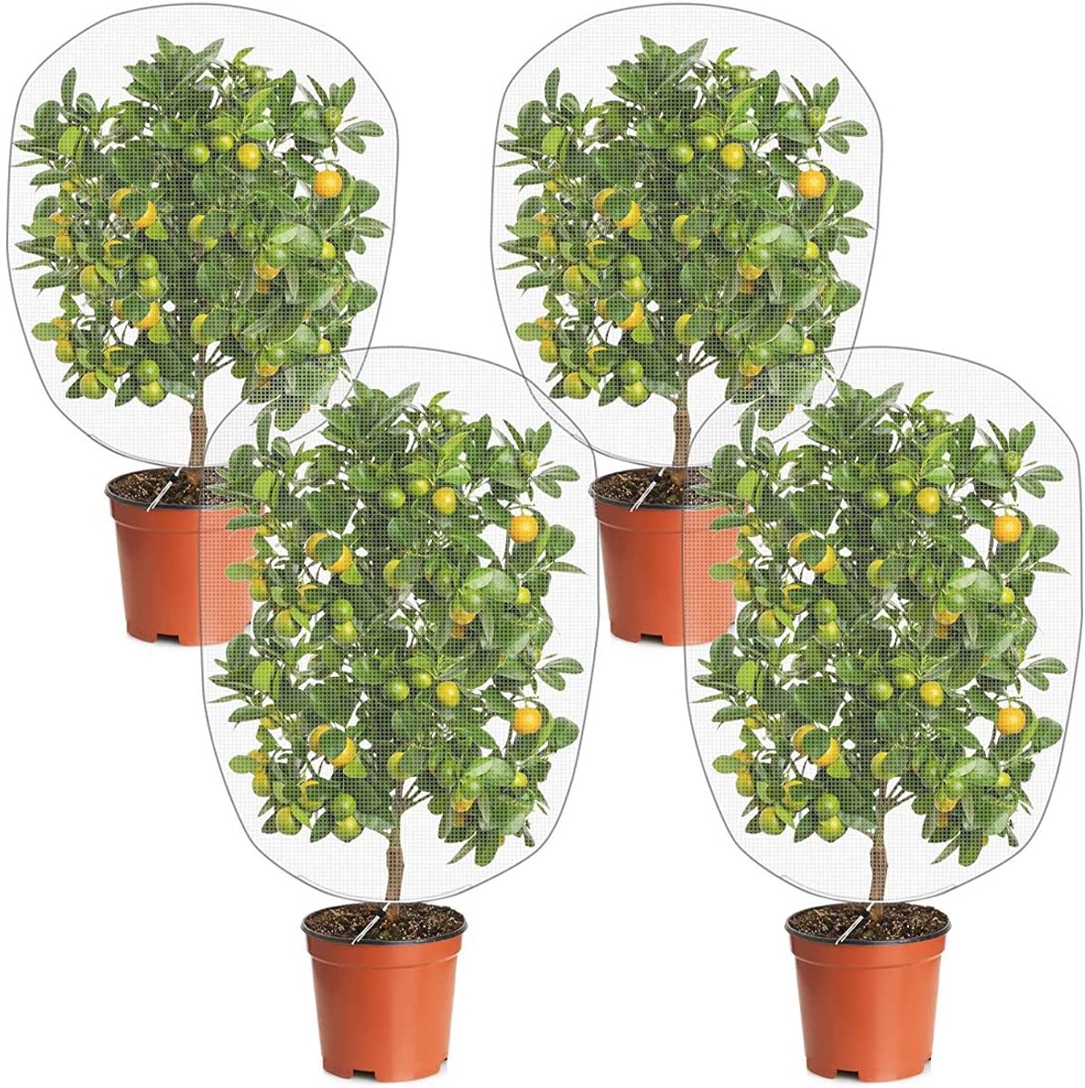 Omgoods - Vogelbeschermingsnet 4 stuks met Trekkoord - Tuinnet voor Plantbescherming
