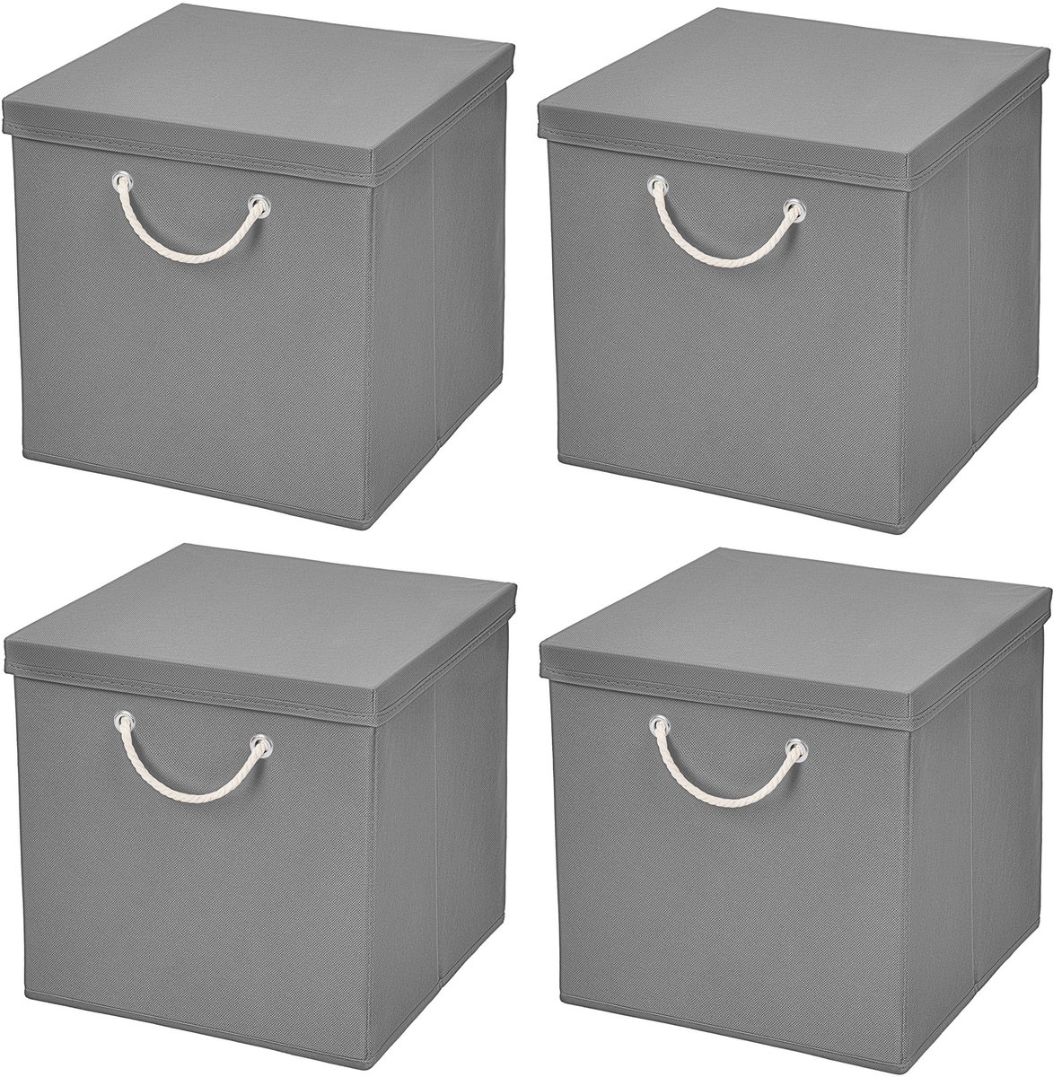 Omgoods - Vouwbare Opbergdoos met Matching Deksel - 30 x 30 x 30 cm Lichtgrijs
