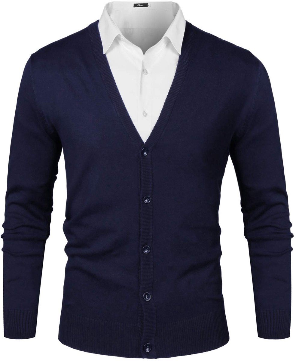 Omgoods - V-Hals Cardigan van Wol voor Mannen