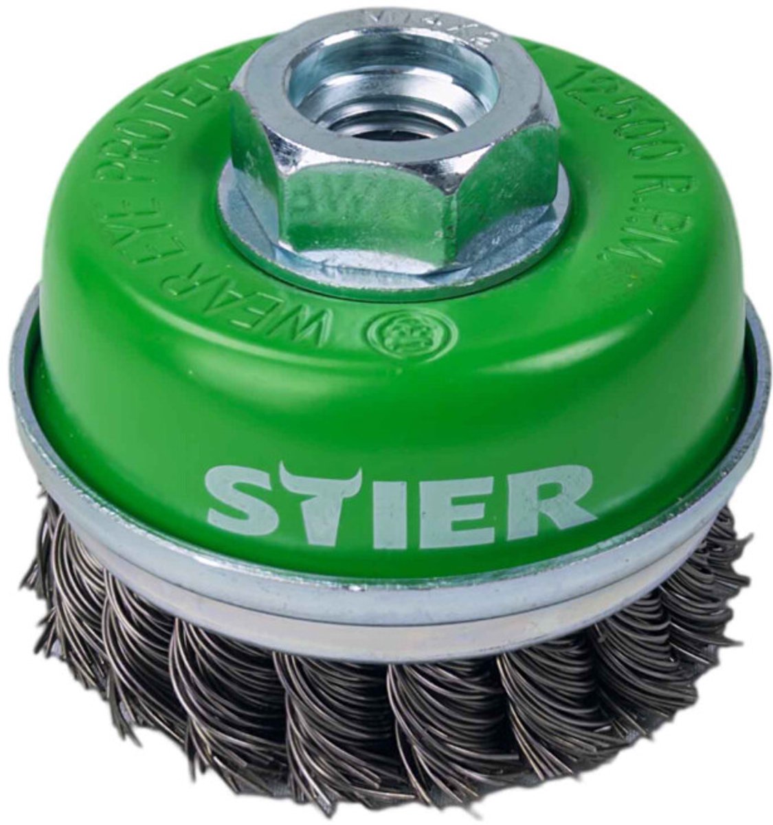 STIER komborstel ø 65 mm, M14, 0,5 mm, geknoopt, edelstaal