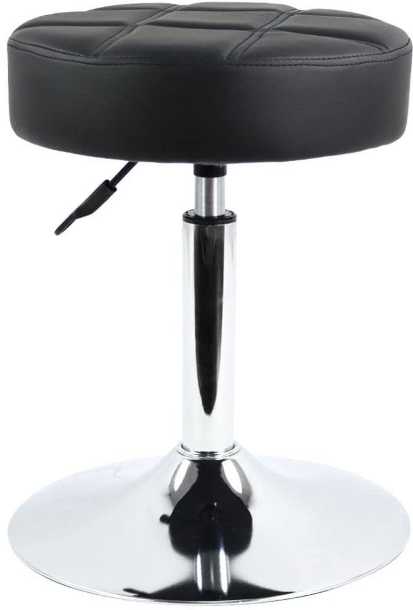 Omgoods - Schemel Ronde PU-Lederen Salon Massage Stoel - Verstelbare Draaistoel (Zwart)
