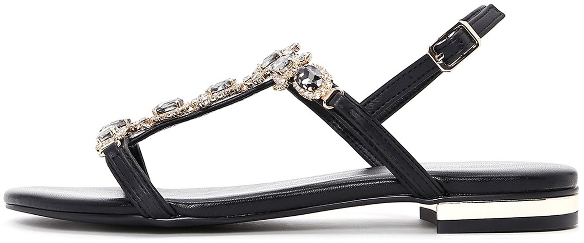 DERIMOD Sandalen Imitation Leren Sandalen With Rhinestone Details