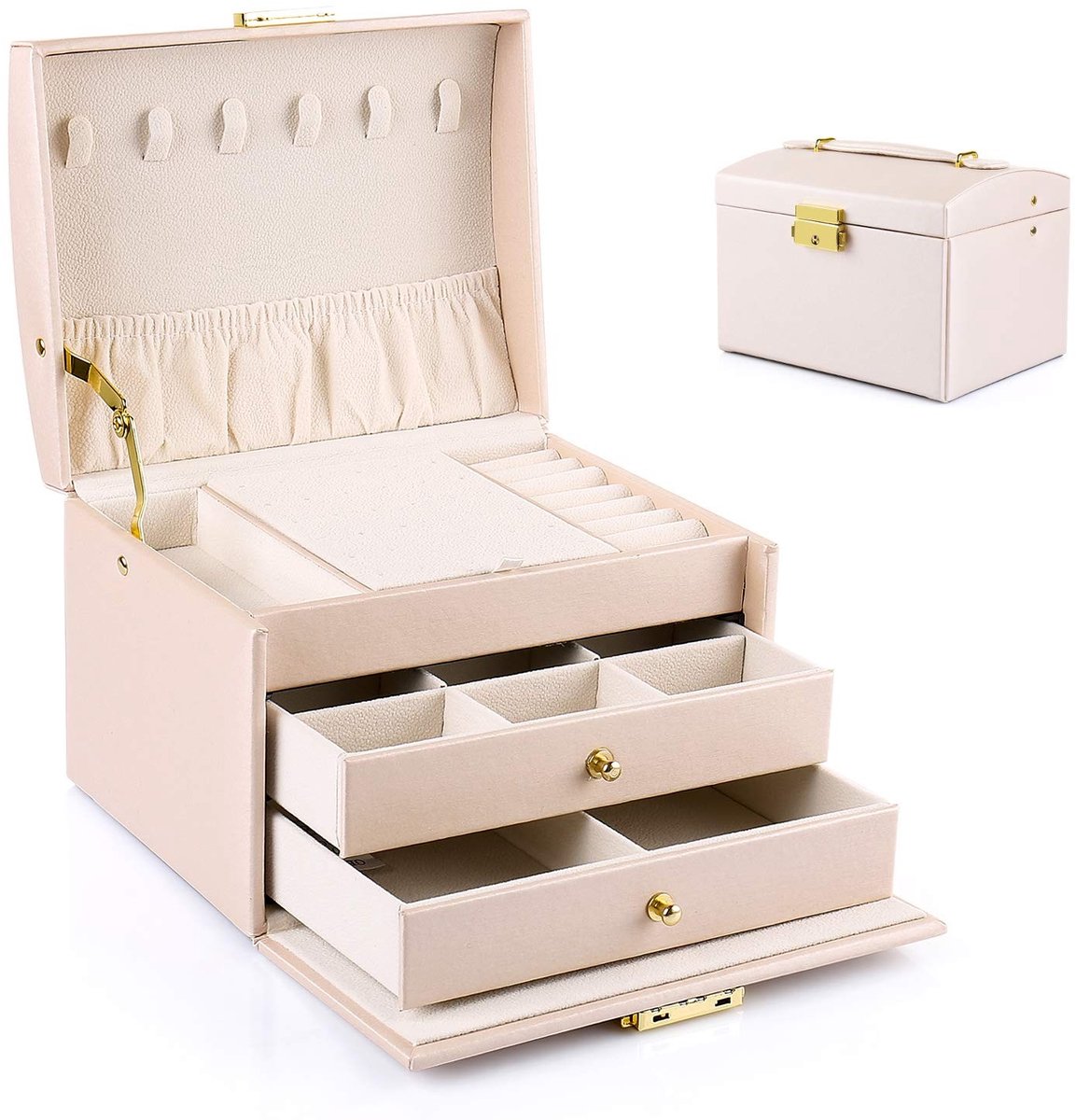 Omgoods - 3-laags Sieradenbox met Lades voor Ringen en Kettingen