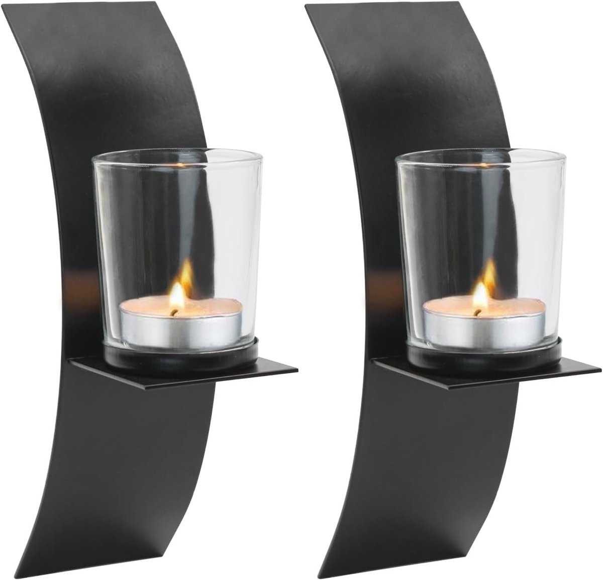 Wandkaarsenhouder set van 2, decoratieve wandkaarsenhouders, metalen wanddecoratie voor de woonkamer - ShopVlot