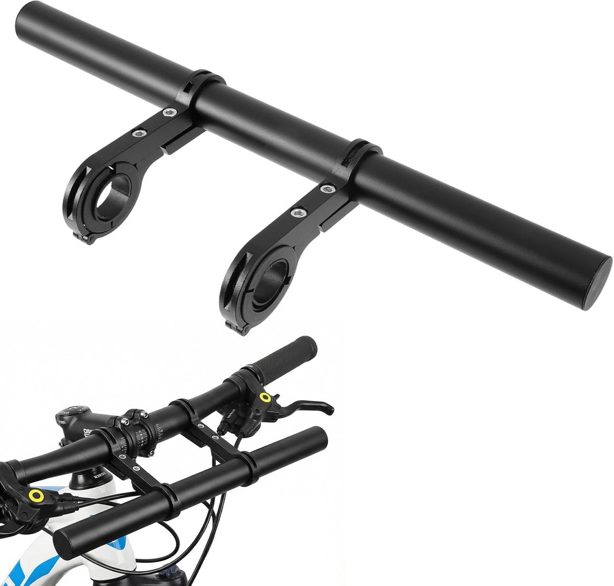 Handlebar verlenging 30 cm - Aluminium legering - Dubbele klem - Geschikt voor diverse diameters - SnelShoppen