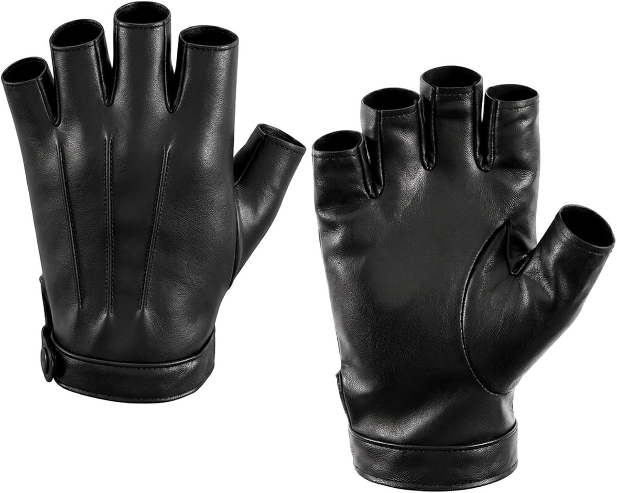 SnelShoppen - Vingerloze Lederen Handschoenen 15.8 x 6 cm | PU Lederen Halfvinger Handschoenen voor Winter, Motor, Auto, Training, Buitenactiviteiten