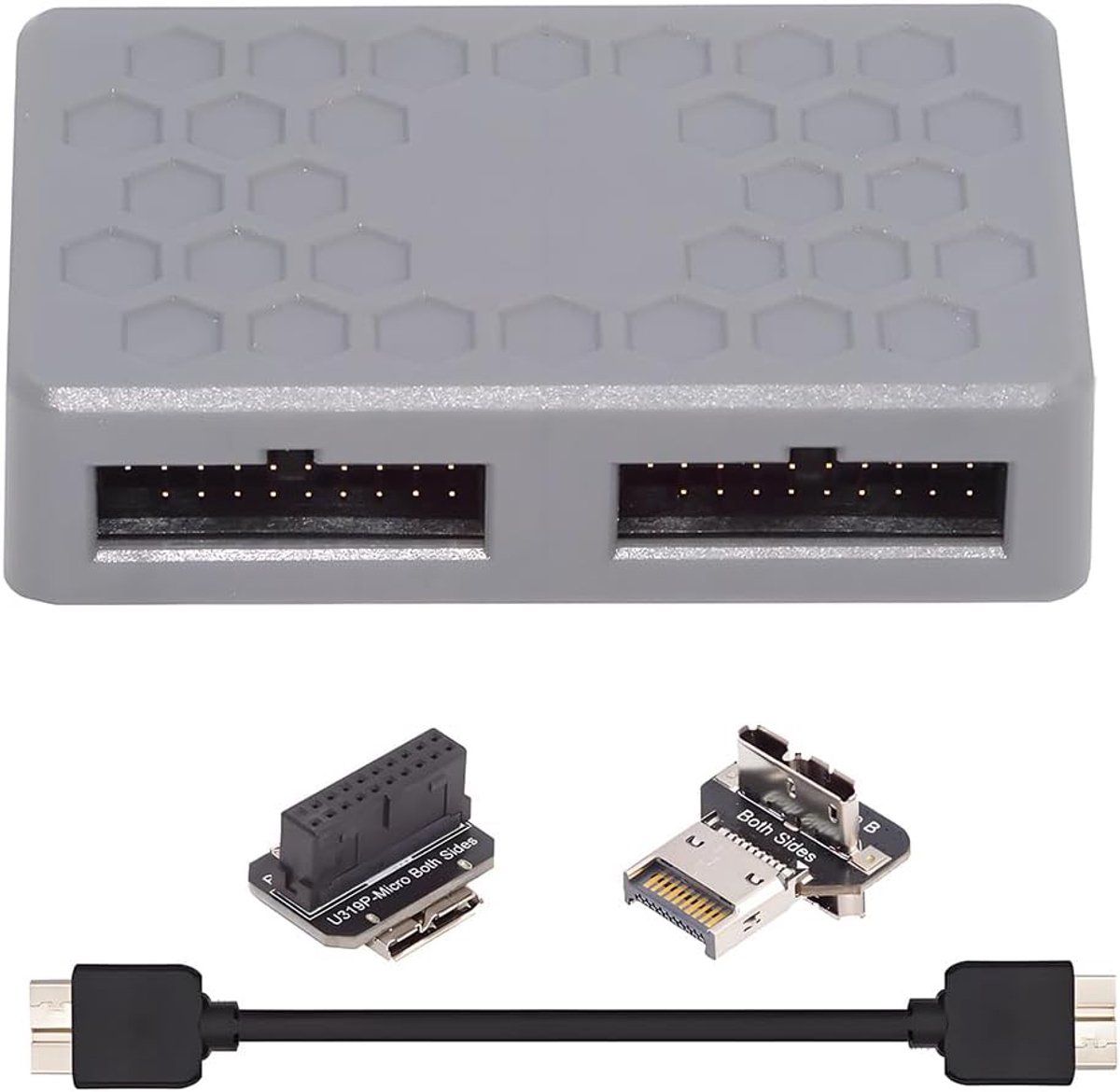 cablecc USB 3.1 Front Type-E or 19/20Pin Header or Micro-USB3.0 Splitter HUB 5Gbps to USB 3.0 19/20Pin Dual Ports - ShopVlot