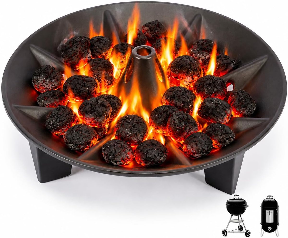SnelShoppen - Houtskoolmand houtblokhouder voor Weber 47/57/67cm, vervangende houtskoolrooster voor Kettle, One Touch, Master Touch, gietijzer, barbec