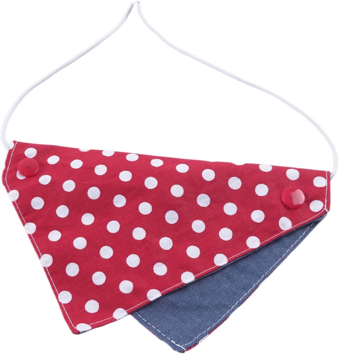 Hondensjaal verstelbaar - klassieke rode-witte stippen - denim stof - perfect voor wandelingen - ShopVlot