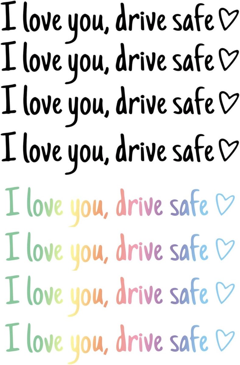 SnelShoppen - 8 Stuks I Love You Rijd Veilig Auto Stickers, Hart Spiegel en Raam Stickers, Hoge Kwaliteit, Zwart/Wit, Perfect Cadeau voor Veilig Rijde