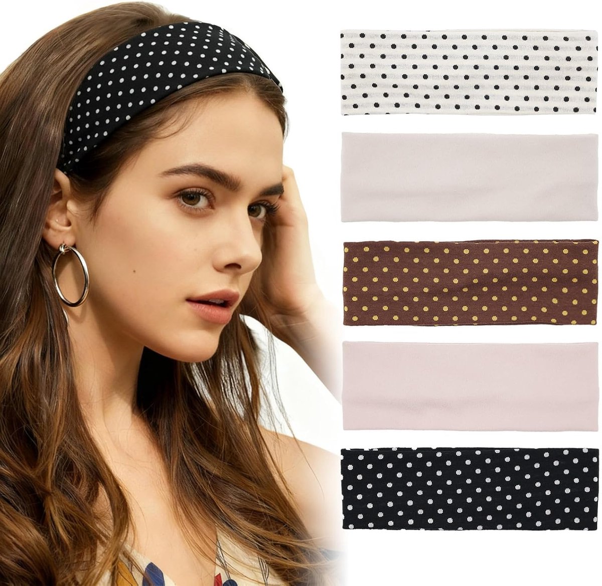 SnelShoppen - Vrouwen Haargelband Set van 5 Stuks Zacht Elastisch Accessoire voor Dagelijks Gebruik Yoga Fitness Stijl