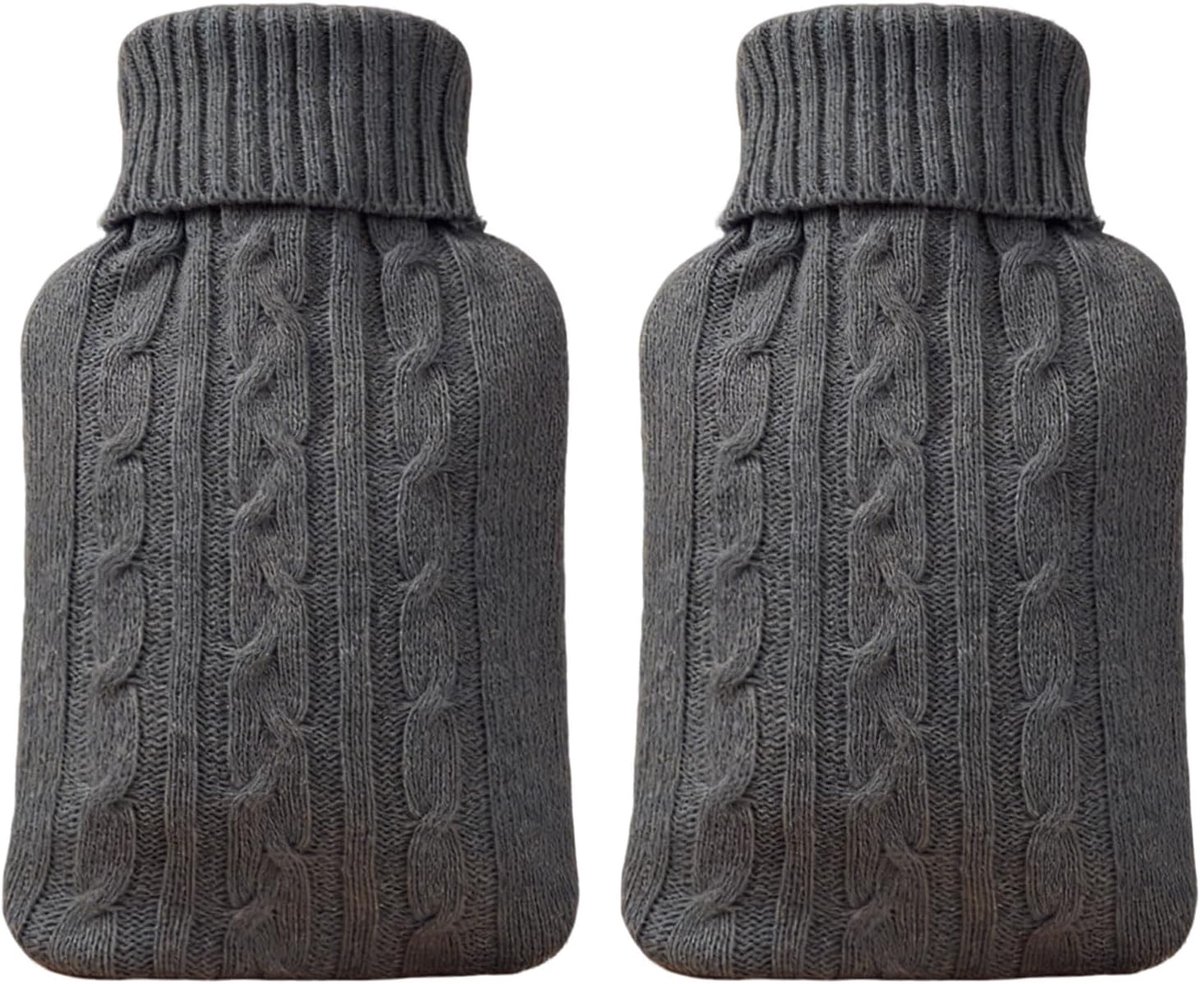 Warmwaterkruikhoes 2 stuks - zachte gebreide stof - isolerend en anti-verbranding - perfect voor 2 liter flessen - ShopVlot