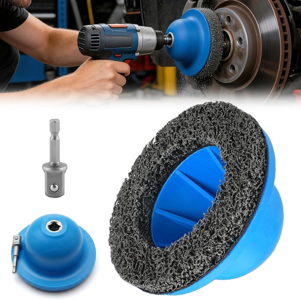 SnelShoppen - Radnaben Schuurset, Radnaben Cleaner, Binnen Ø 90mm Buiten Ø 150mm voor Aanhangwagen Koppeling, met 1/2" Aandrijving, Radnaben Cleaner v