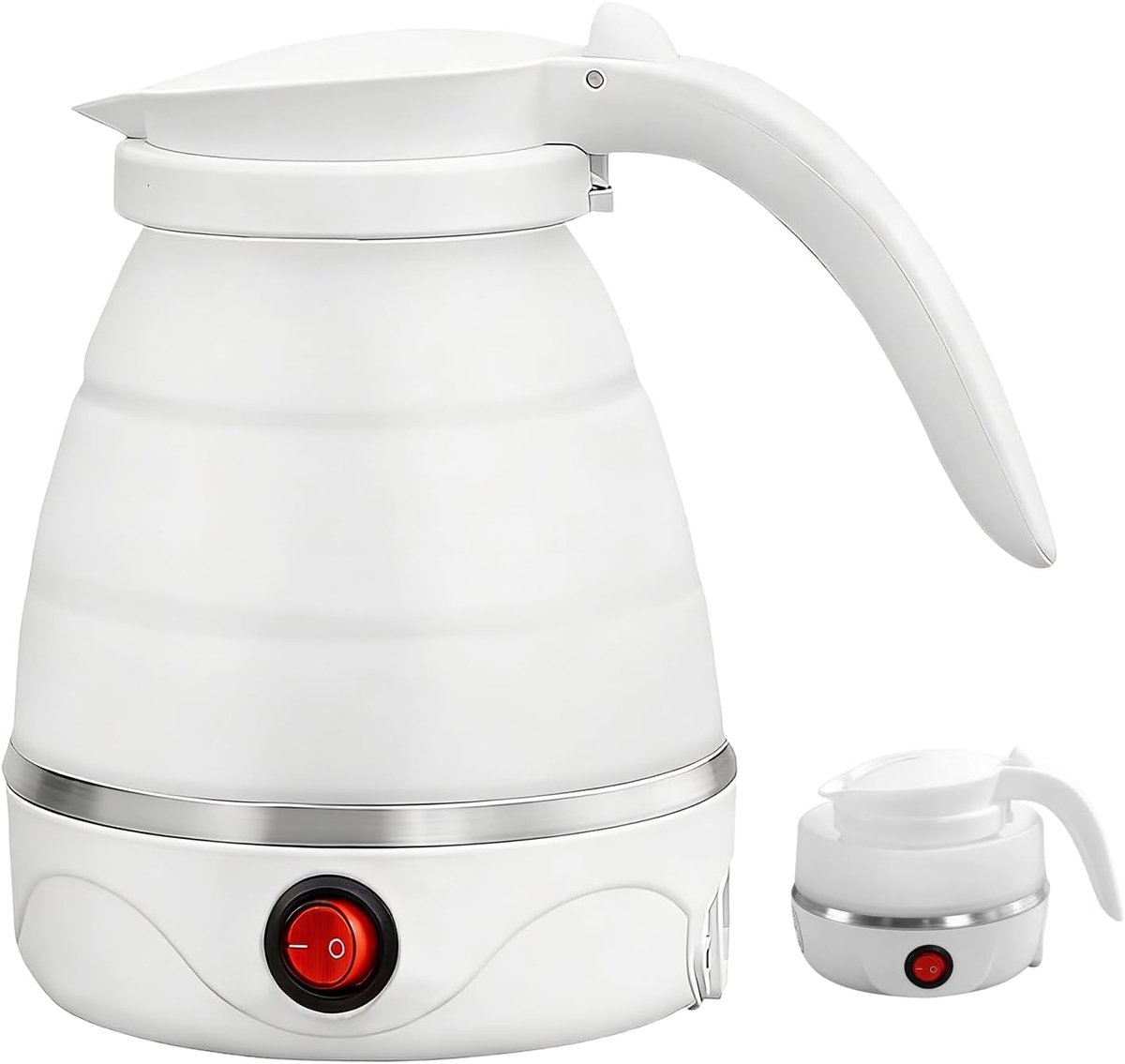SnelShoppen Vouwbare Waterkoker 0.6L Reiswaterkoker Klein Silicoon Mini Waterkoker 5 Minuten Snelle Kooktijd voor Buiten Camping Wandelen (Wit)