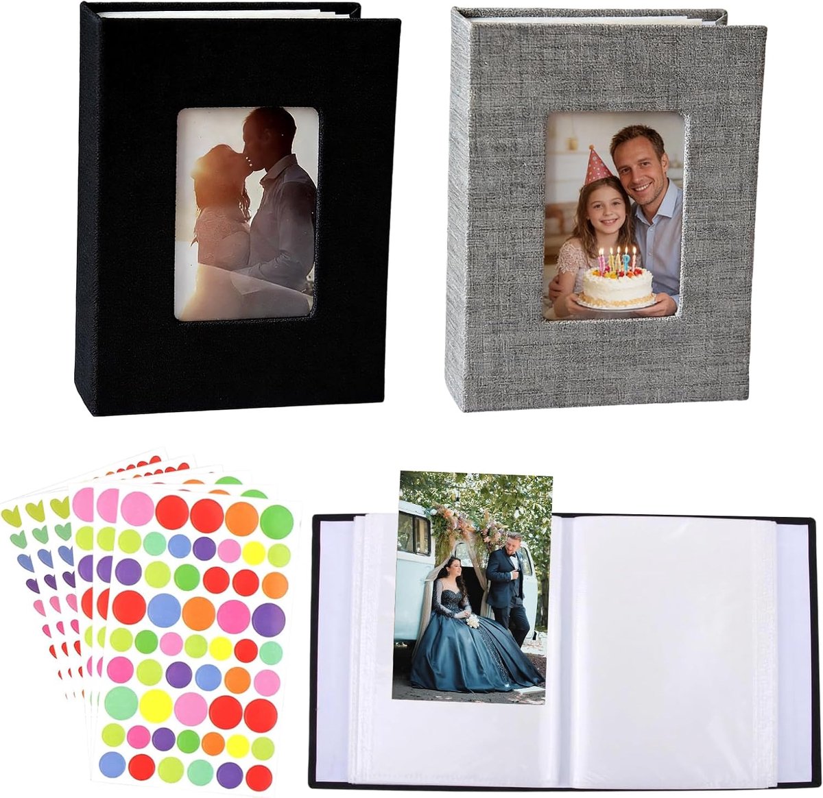 SnelShoppen - 2 Fotoalbums 10x15cm, Klein Linnen Fotoalbum Met 50 Pagina's Voor 100 Foto's, Foto Boek Voor Familie Foto's, Reizen, Verjaardagen, Jubil
