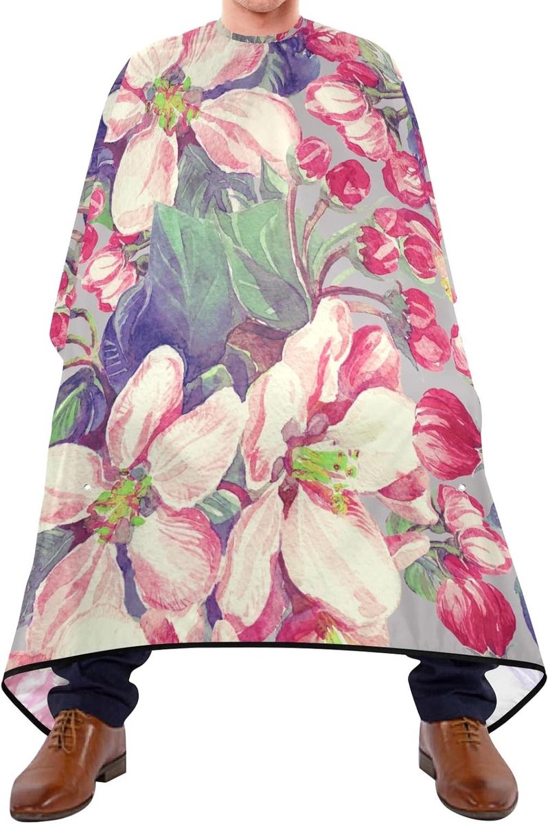 Kapperscape Bloemtakken - Haarkappersschort Kappersproduct - Haar Knippen - Anti-statisch - 140 x 170 cm - Wit