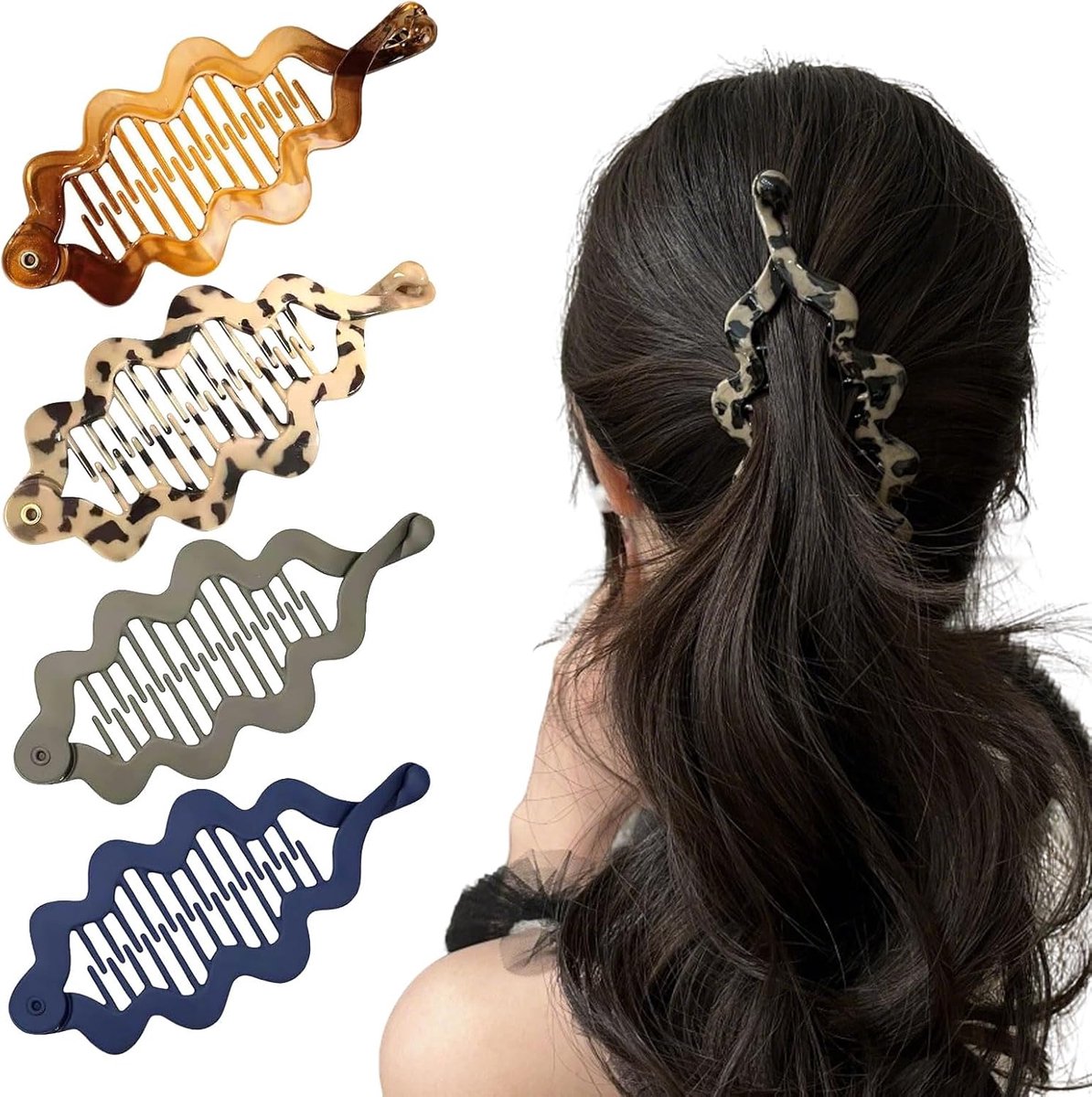 SnelShoppen - 4 Stuks Bananenclips voor Vrouwen, Acryl Haarspelden voor Fijn Haar, Zachte Grip Klemmen voor Dagelijks Gebruik, Feestjes en Diverse Kap