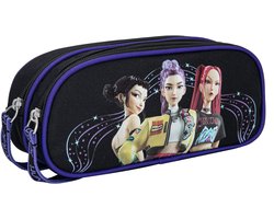 Trousse Kpop Demon Hunters Filles – Trousse HUNTR/X avec Rumi, Mira et Zoey – Noir et Violet – 2 Compartiments