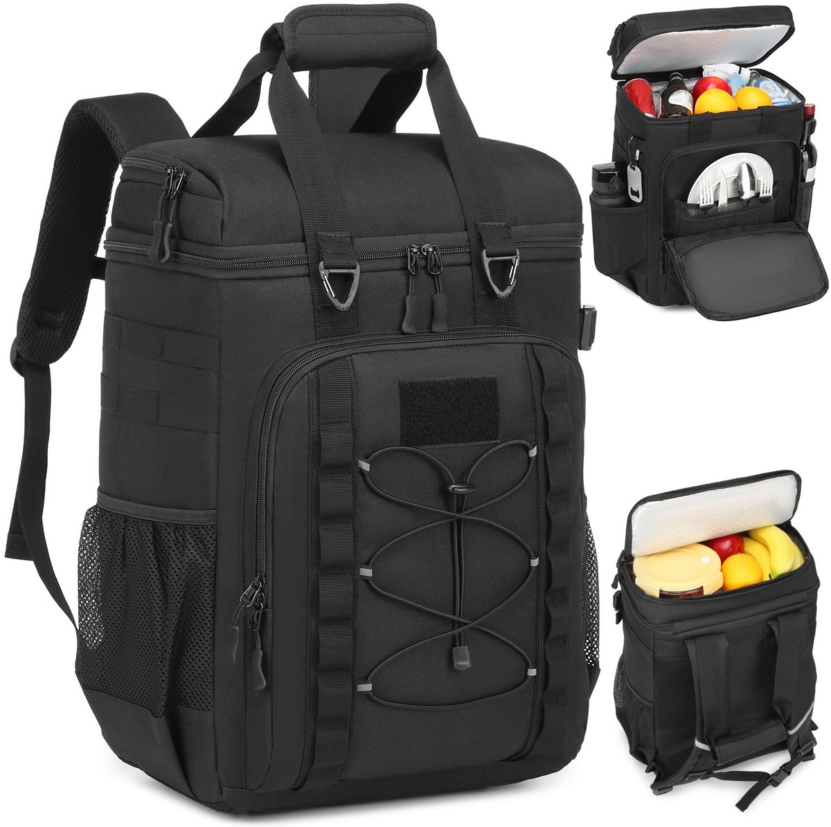 SnelShoppen - FRETHIND 35L Koelrugzak Zwart - Ideaal voor Camping, Picknick, Strand, Feestjes - Lichtgewicht, Duurzaam en Ruim - Perfect voor Kinderen