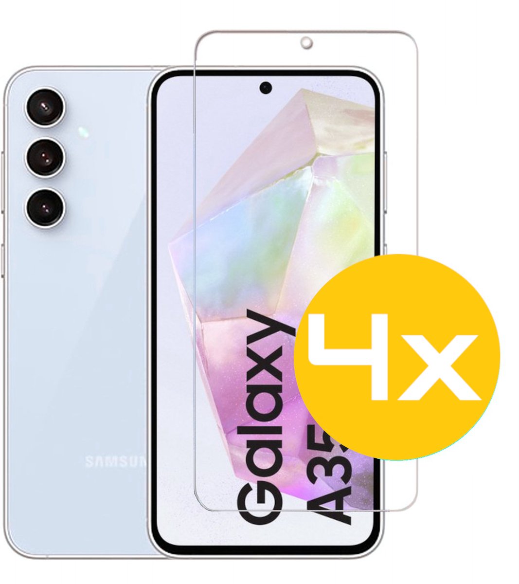 Screenprotector Geschikt Voor Samsung Galaxy A35 - Glasplaat - Tempered Glass - 4 Stuks