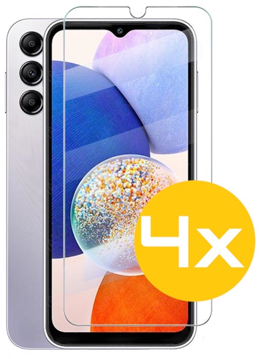 Screenprotector Geschikt Voor Samsung Galaxy A14 - Glasplaat - Tempered Glass - 4 Stuks