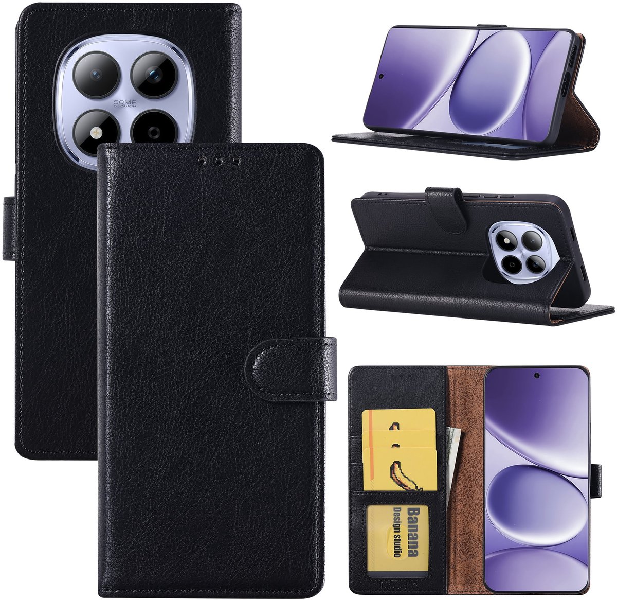 Hoesje geschikt voor Redmi Note 15 Pro 4G Hoesje Zwart Bookcase – Ntech Wallet Case met Pasjeshouder & Magneetsluiting Beschermhoes – Schokbestermende Flip Cover