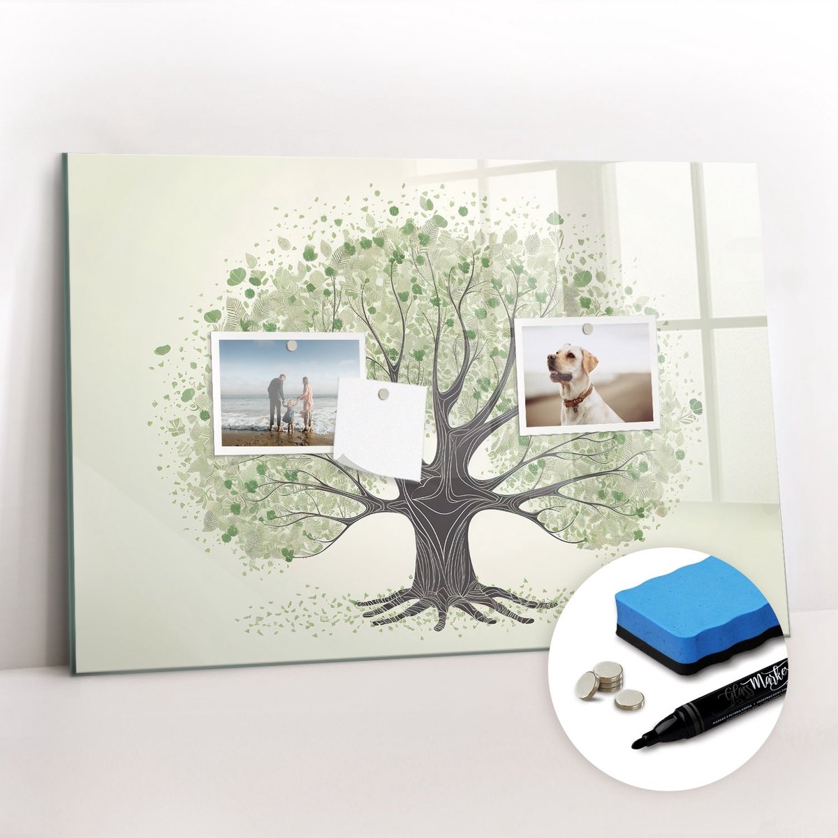 Tulup Whitebord - Grote boom natuur - 60 x 40 cm - Groente Magnetisch Wandbord - Gratis 5 Sterke Magneten + Whiteboard Marker & Wisser - Minimalistisch Prikbord - Magnetisch Bord Kind - Planning Muur