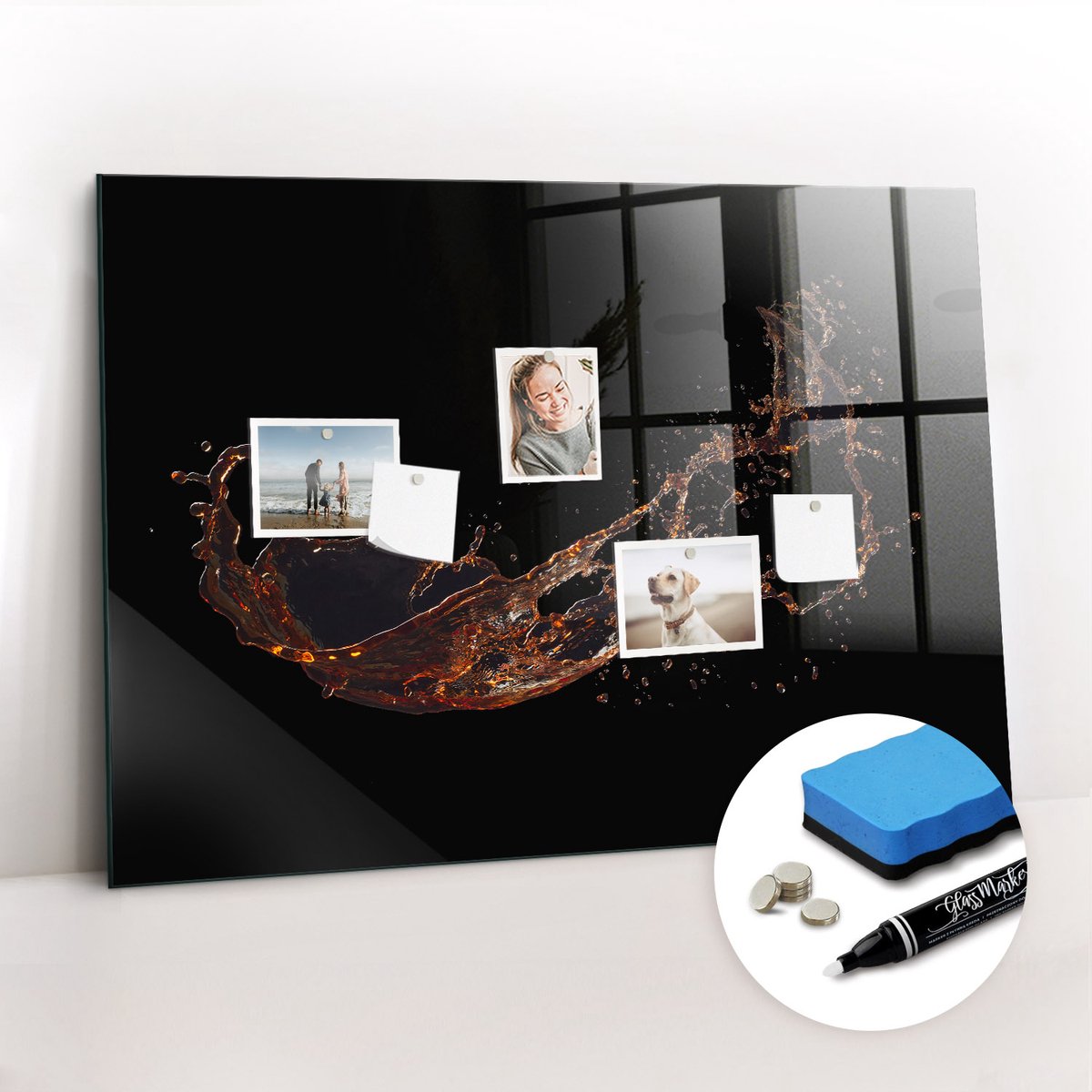 Tulup Whitebord - Gemorste drank - 100 x 70 cm - Zwart Magnetisch Bord Kind - Gratis 5 Sterke Magneten + Whiteboard Marker & Wisser - Minimalistisch Prikbord - Magnetisch Bord - Notitiebord Werkplek