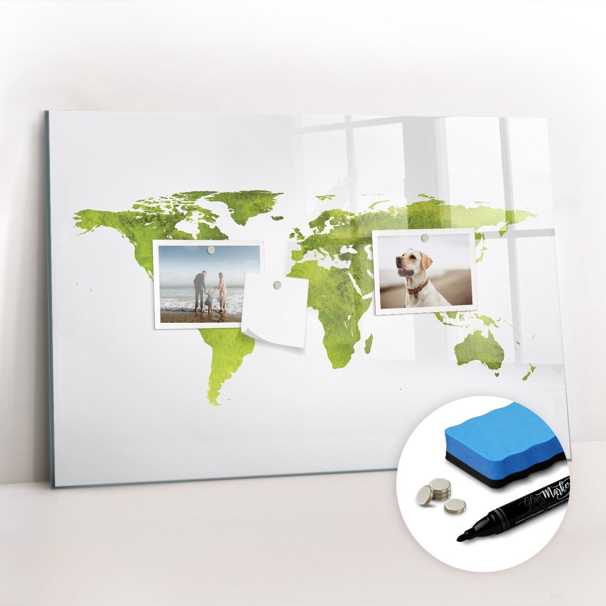 Tulup Whitebord - Wereldkaart met sportvelden - 60 x 40 cm - Groente Magneetbord Rechthoekig - Gratis 5 Sterke Magneten + Whiteboard Marker & Wisser - Scandinavisch Design Bord - Magneetbord Design - Organiseer Je Bureau