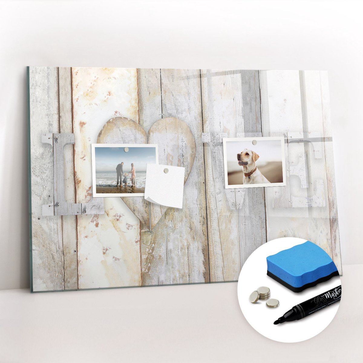 Tulup Whitebord - Neon liefdesbord - 60 x 40 cm - Grijs Foto Magneetbord - Gratis 5 Sterke Magneten + Whiteboard Marker & Wisser - Industrieel Wandbord - Magneetbord Foto - Productiviteit Tools