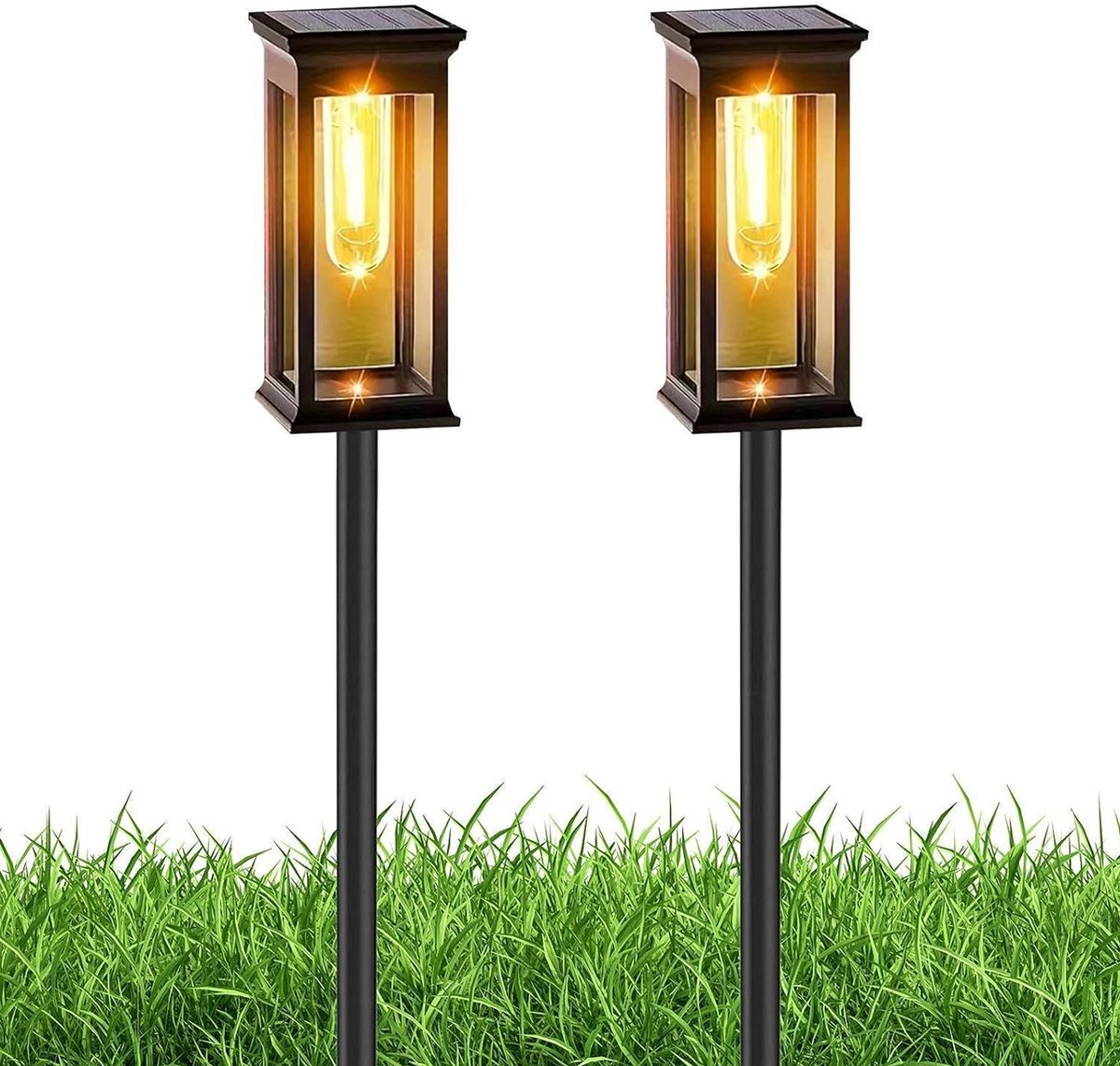 Buitenverlichting Op Zonne-Energie - 2 Stuks Solar Tuinlampen - Automatisch Aan/Uit Buitenverlichting - LED-Verlichting Voor Tuin Terras Pad En Gazon