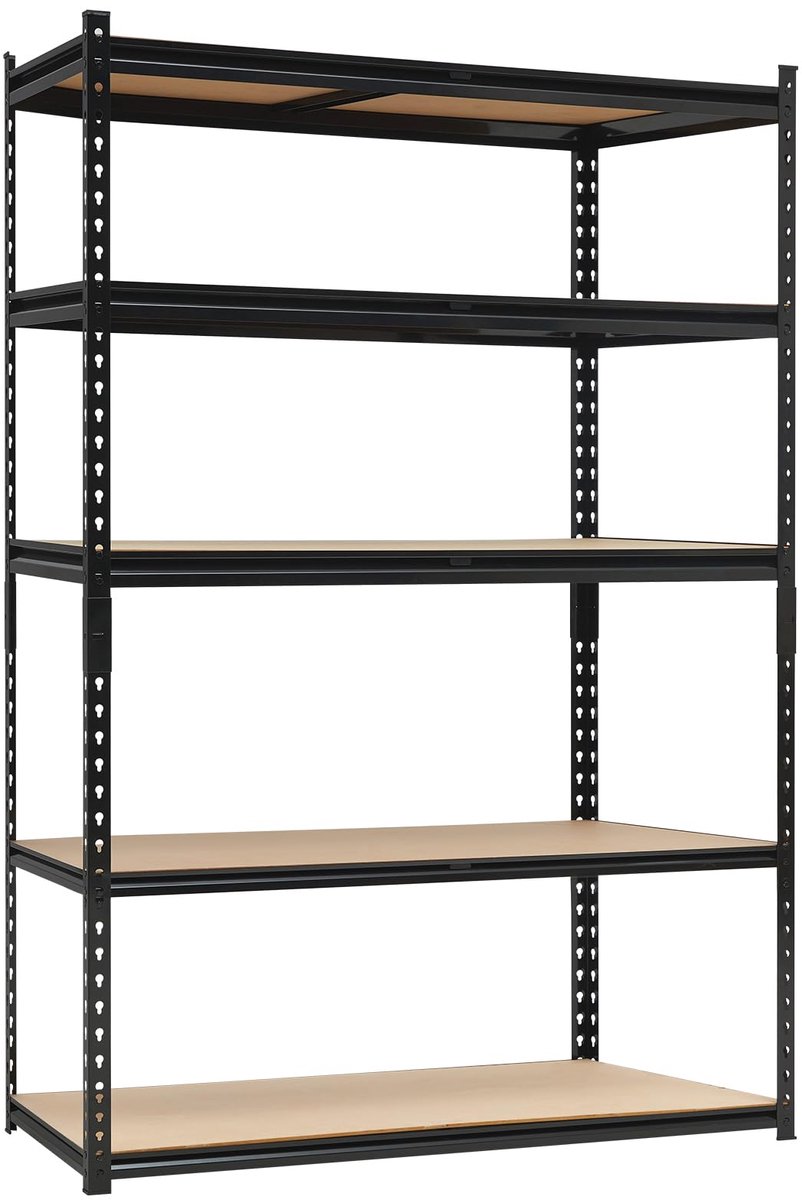 Opbergrek Voor Keuken - Verstelbaar Metalen Rek - 120 x 40 x 180 cm - 5-Laags - Zwarte Matte Afwerking