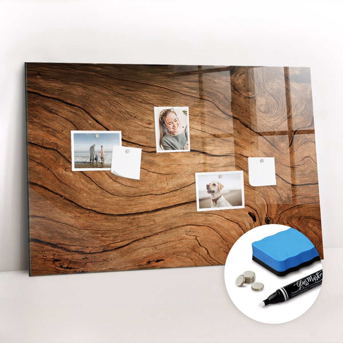 Tulup Whitebord - Klassiek oud hout - 90 x 60 cm - Bruin Magneetbord Muur - Gratis 5 Sterke Magneten + Whiteboard Marker & Wisser - Stylish Memo Board - Magneetbord Rechthoekig - Planning Muur