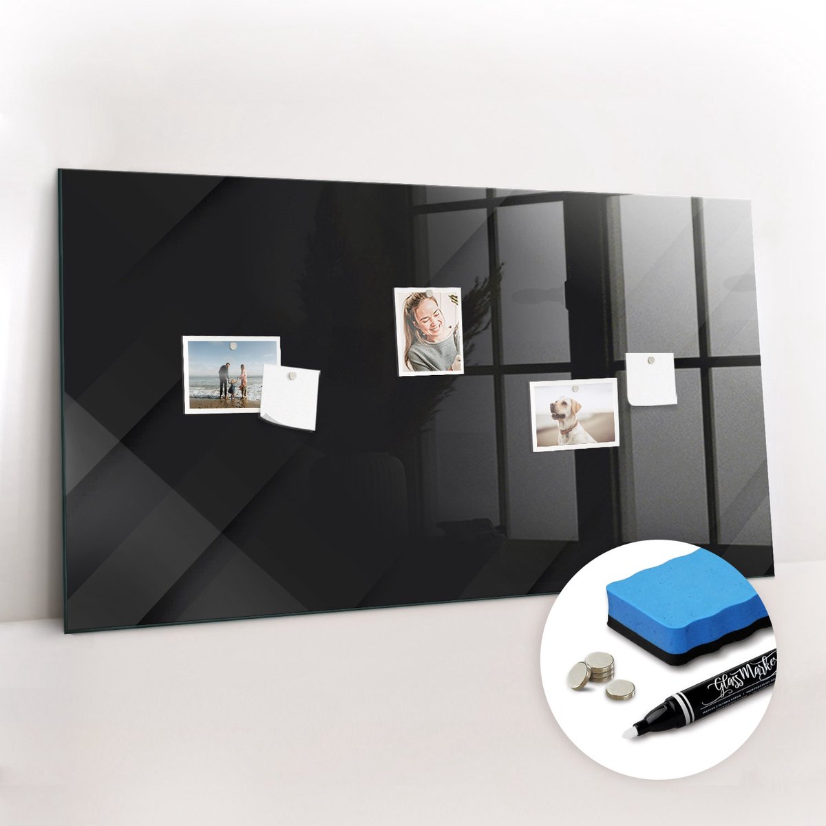 Tulup Whitebord - Donker muurpatroon - 120 x 60 cm - Zwart Metalen magneetborden met lijst - Gratis 5 Sterke Magneten + Whiteboard Marker & Wisser - Stylish Memo Board - Magnetisch Bord Kind - Organiseer Je Bureau