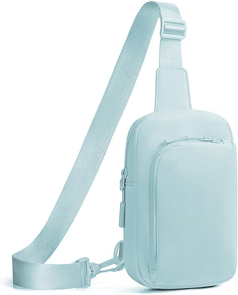 Crossbody Tas voor Dames & Heren - Kleine Schoudertas - Anti-diefstal Paspoorthouder - voor Reizen - Lichtblauw - 1 Stuk