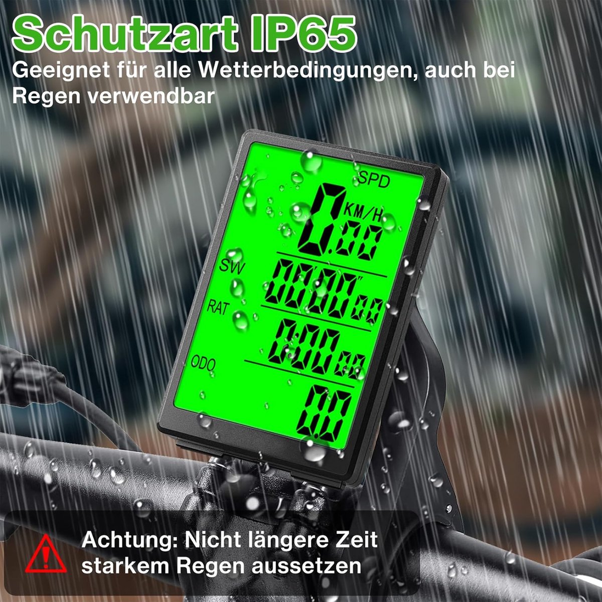 Fietskilometerteller - Fietscomputer - Draadloze fietscomputer - Waterdicht - Multifunctionele fietscomputer - USB oplaadbaar - Groot LCD-scherm - Gemakkelijk af te lezen - Geschikt voor fietsen en fitness - Zwart – foto 2