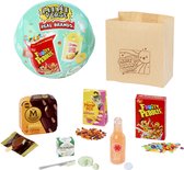 Miniverse Real Brands speelgoed met miniatuur Magnum, Fruity Pebbles, Meow Mix, Boursin en Izze producten.
