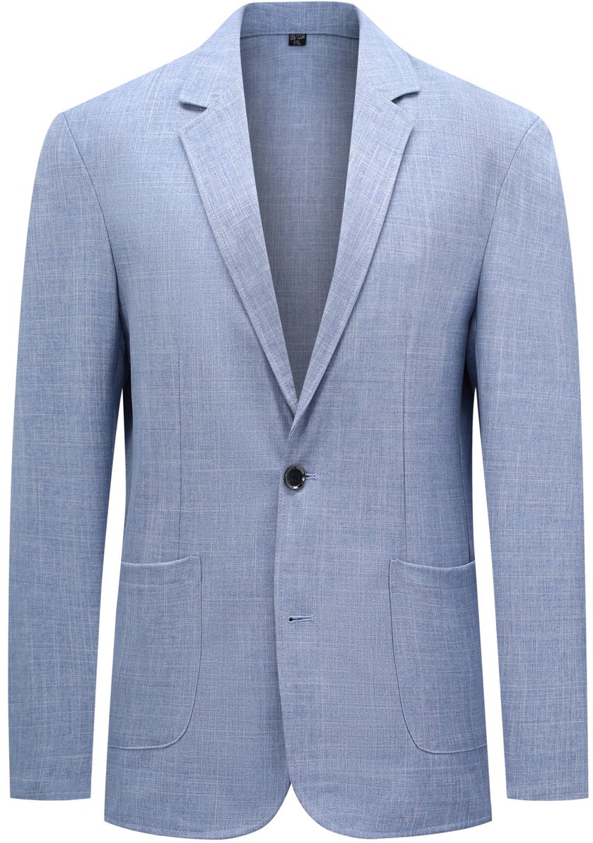 ALLTHEMEN Heren Linnen Blazer Effen Kraag Twee Knopen - Kreukherstellend - M