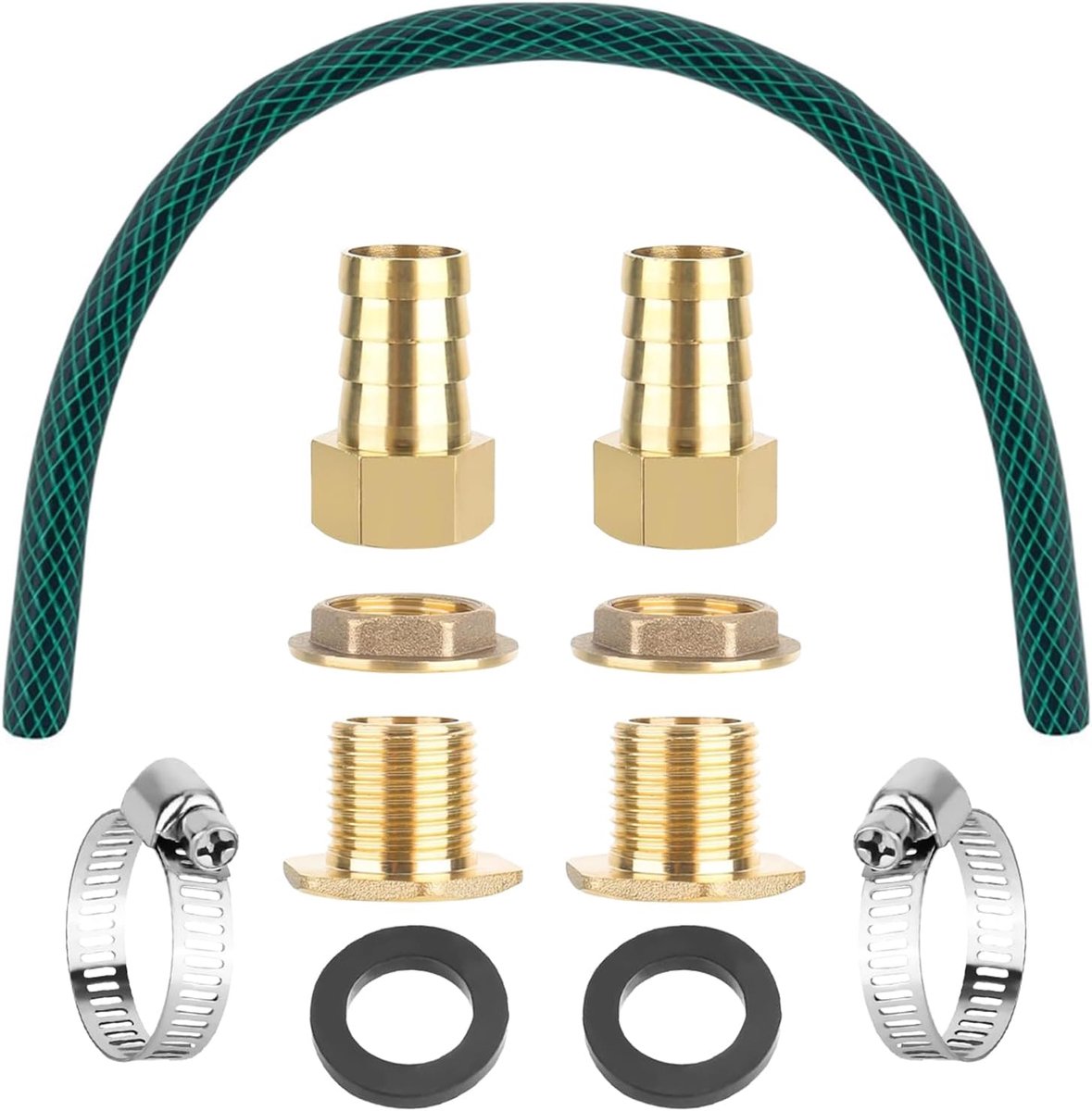 Regenton aansluitset 3/4 inch - messing accessoires - IBC tank aansluiting voor 2 regentonnen - ideaal voor besproeien - ShopVlot