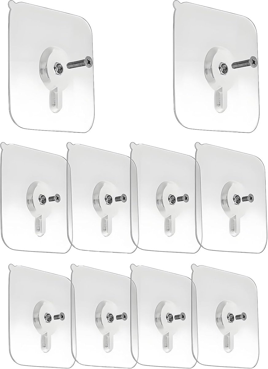 Pack of 20 Adhesive Hooks Pictures Hanging No Drilling 6mm and 8mm Hooks Self Adhesive Extra Strong Adhesive Screws - ShopVlot