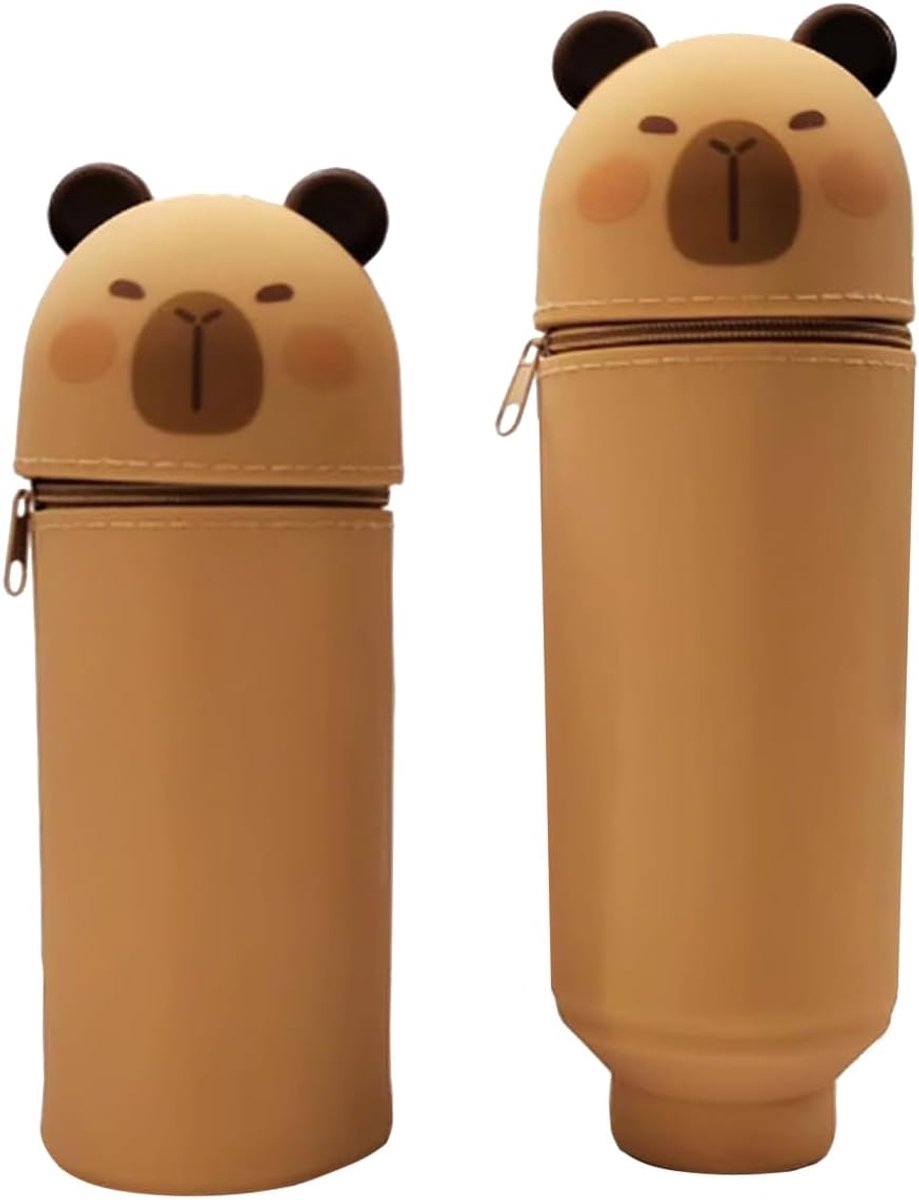 Pennenhouder met Capybara 23 cm - Silicone - 3D Gezicht - Dubbel gebruik - ShopVlot