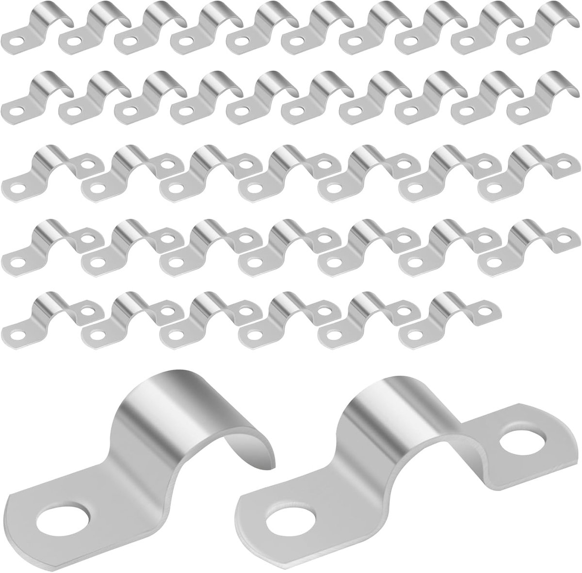SnelShoppen - 40pcs Metaal Kabelklemmen, RVS M16 Buisklemmen, Roestvrijstalen Kabelclips, 304 RVS U Buisklemmen, Enkele en Dubbele Gat Bevestigingskle