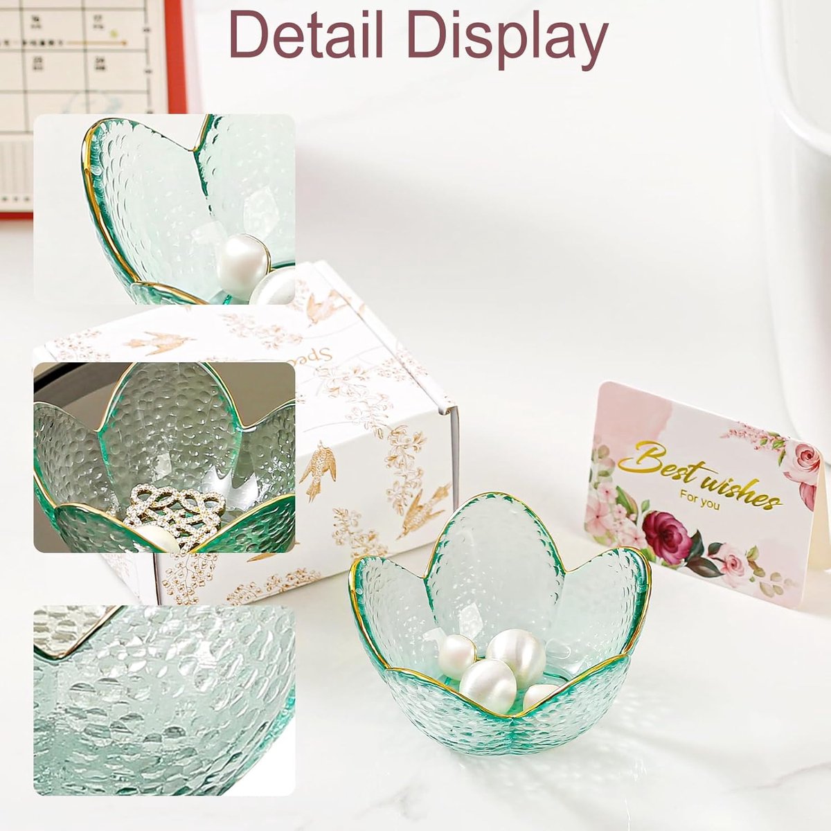 SnelShoppen - Vriendschap Geschenken Voor Vrouwen - Sieraden Schaal - Glazen Ringen Schaal - Schattige Vaniteit Organizer - Decoratie Voor De Kamer -
