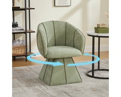 DESMIU Fauteuil – Olijf Groene Chenille Draaistoel – Ergonomisch Met Hoge Rugleuning En Armleuningen – Voor Slaapkamer En Woonkamer – Stof – Olijfgroen