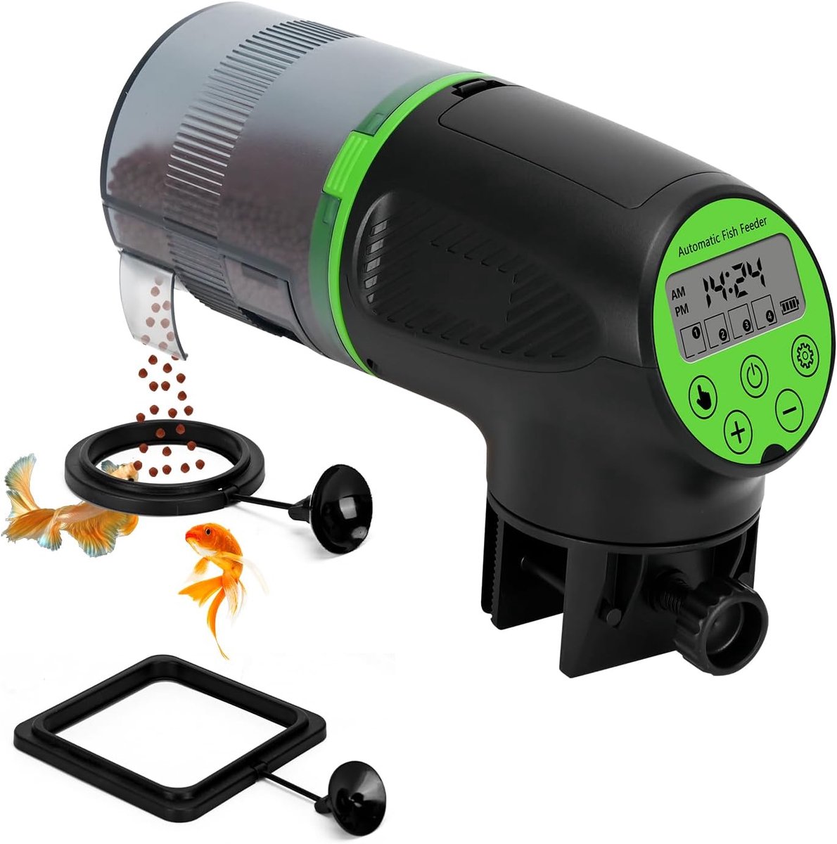 SnelShoppen - Automatische Visvoederdispenser voor Aquarium, Voedertimer met LCD-display, Vochtbestendig, Gouden Vissen en Schildpadden Voederautomaat