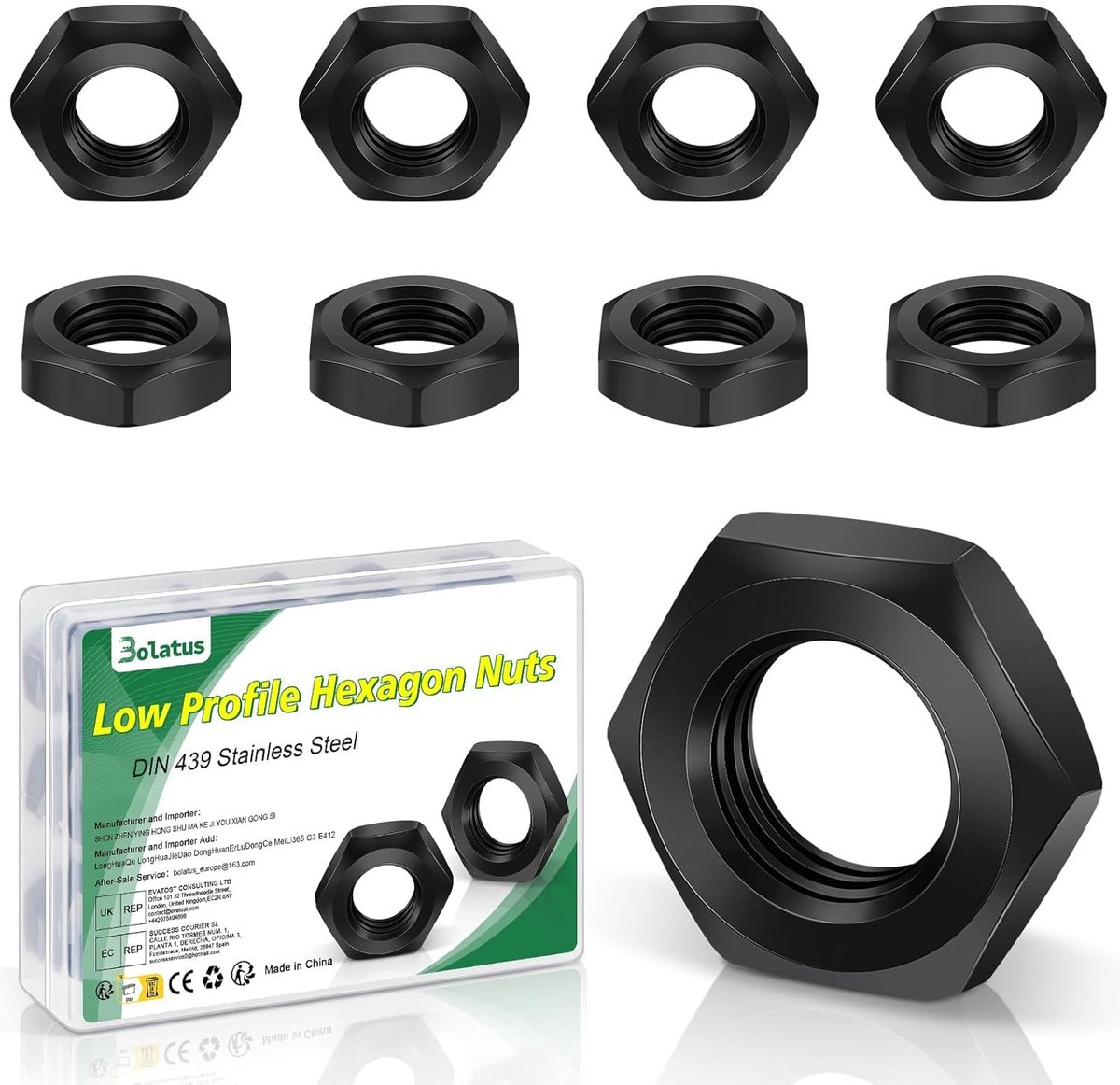 25 Pieces M6 Nuts, Bolatus Hex Nuts M6 (Low Shape), DIN 439 Stainless Steel, Flat Nuts Stainless Steel for Screws - ShopVlot