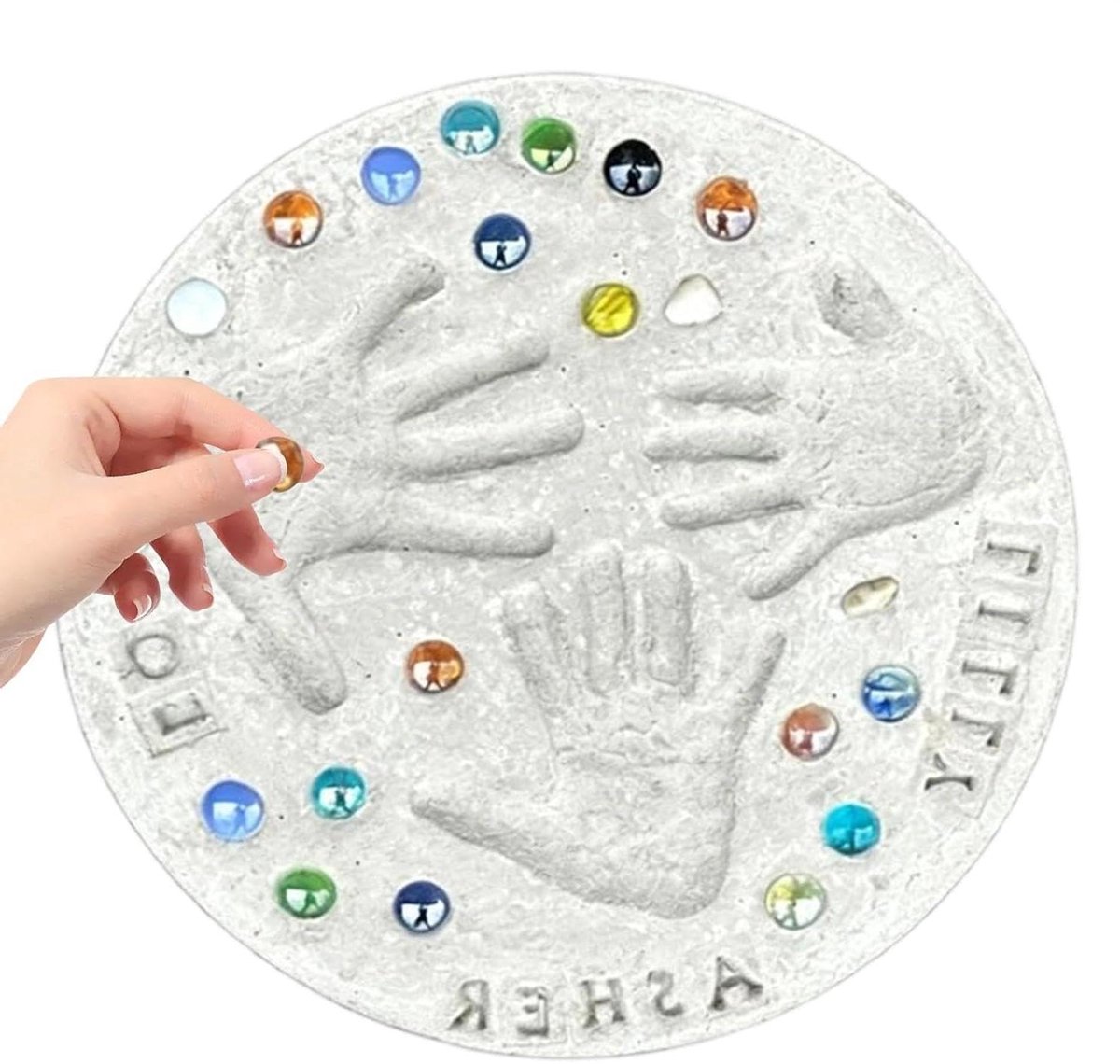 Tuinsteen Handafdruk Kit - Doe-het-zelf Knutselpakket - Decoratie Maken - Met Letterstempels - 25x25cm - Niet gespecificeerd
