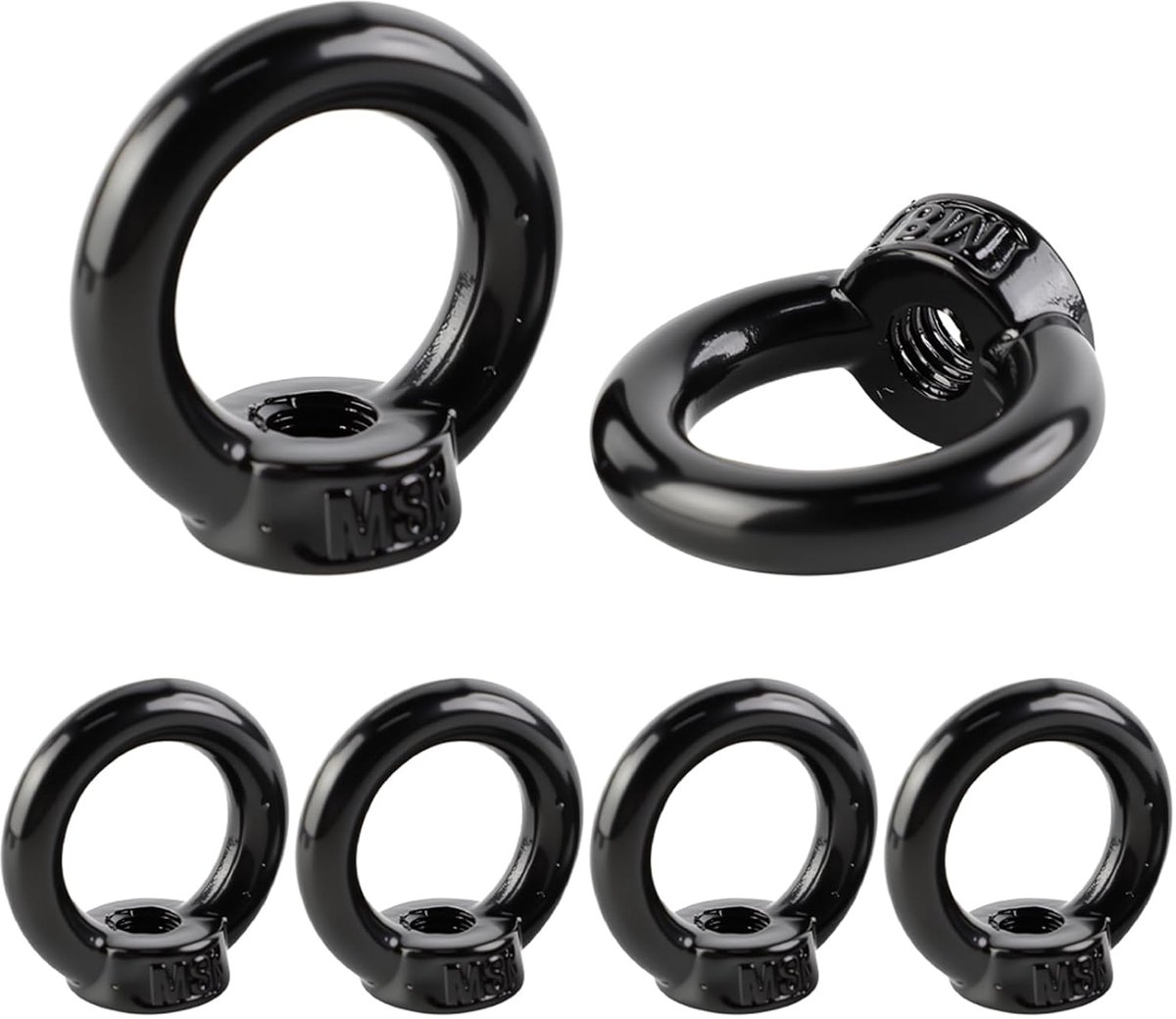 Anneau de Levage M8 Stalen ringen, 6 stuks, ringgroef oogmoer, roestvrij staal, hardware voor hefaccessoires, hangpotten, schommelplanken (zwart)