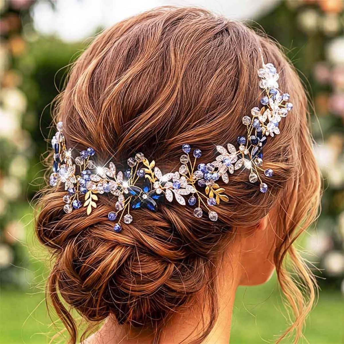 IYOU Bridal Wedding Hair Vine Gold Leaf Headpiece Flower Guest Bride Hair Accessories For Women - ShopVlot